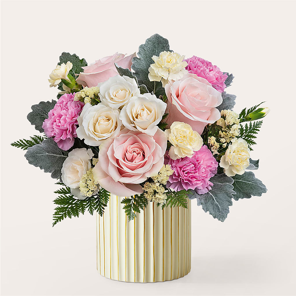 Blissful Moments Bouquet with Ivory Vase – FLORAL CREATIONS & GIFTS, Weslaco TX