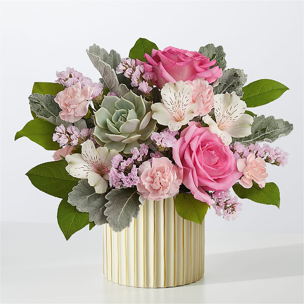 Dusty Rose Bouquet with Ivory Vase – FLORAL CREATIONS & GIFTS, Weslaco TX