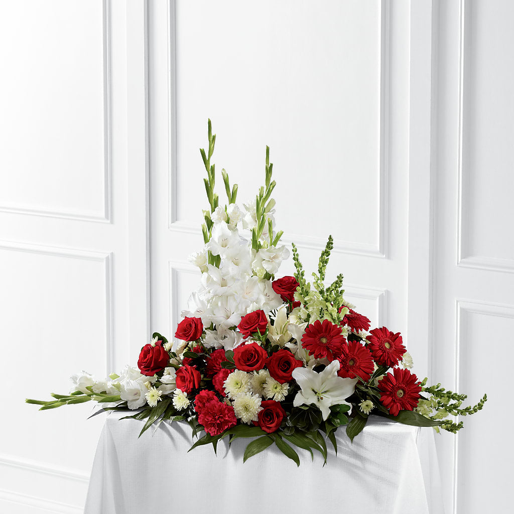 Crimson & White Arrangement – FLORAL CREATIONS & GIFTS, Weslaco TX