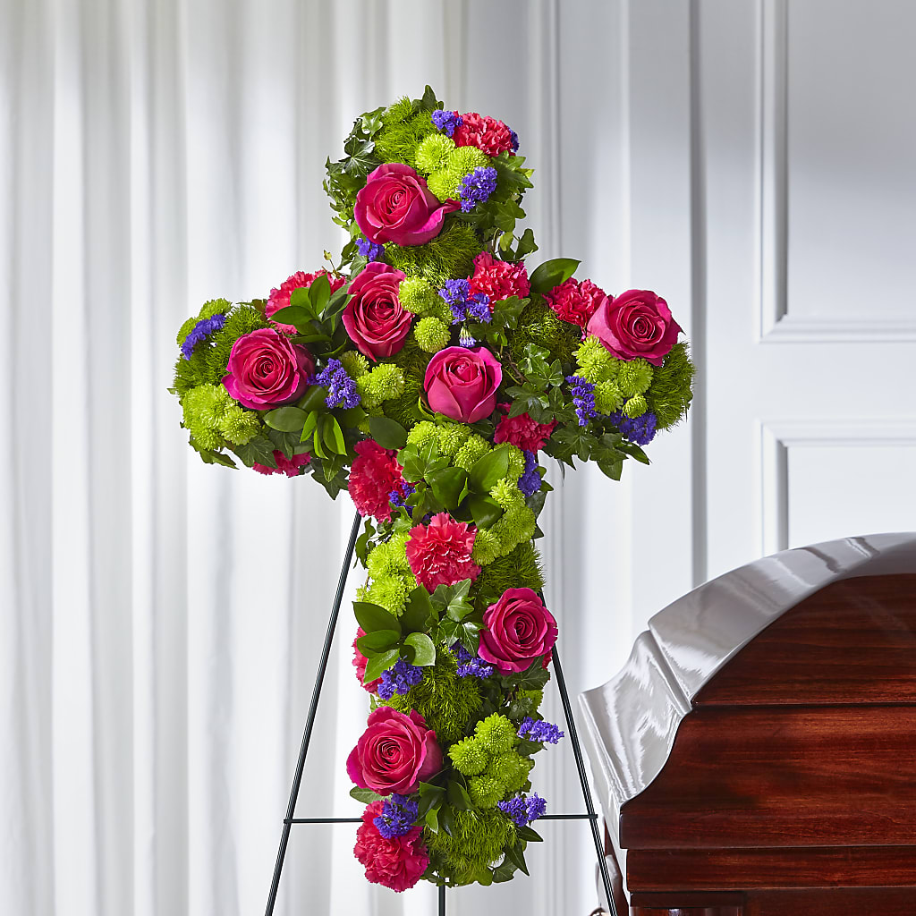 Tribute Rose Floral Cross – FLORAL CREATIONS & GIFTS, Weslaco TX