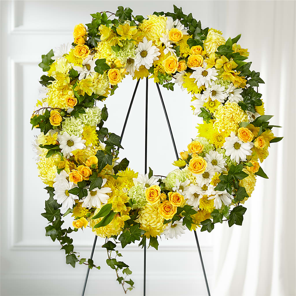 Golden Remembrance Wreath – FLORAL CREATIONS & GIFTS, Weslaco TX