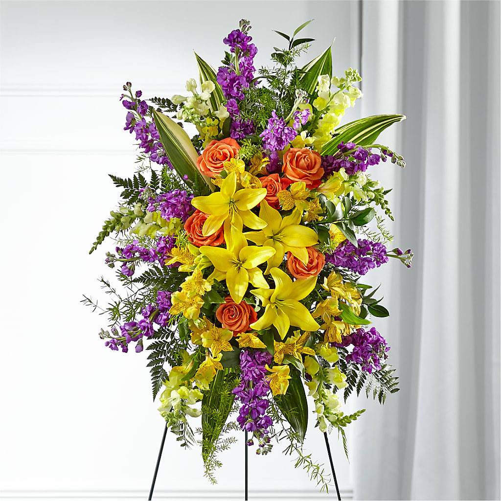 Thoughtful Prayers Standing Spray – FLORAL CREATIONS & GIFTS, Weslaco TX