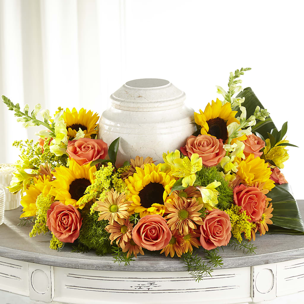 Faithful Sunflower Cremation Adornment – FLORAL CREATIONS & GIFTS, Weslaco TX