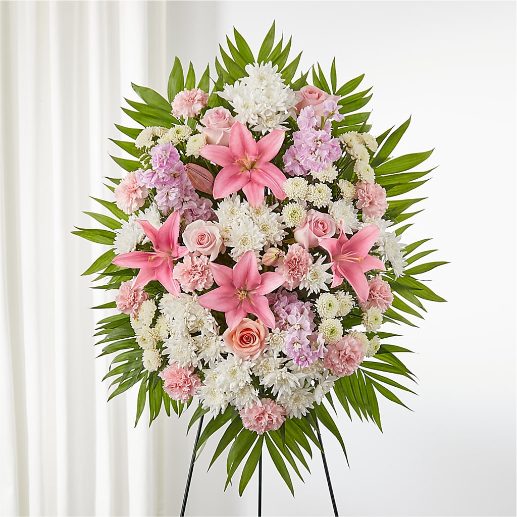 Offering Solace Standing Spray – FLORAL CREATIONS & GIFTS, Weslaco TX