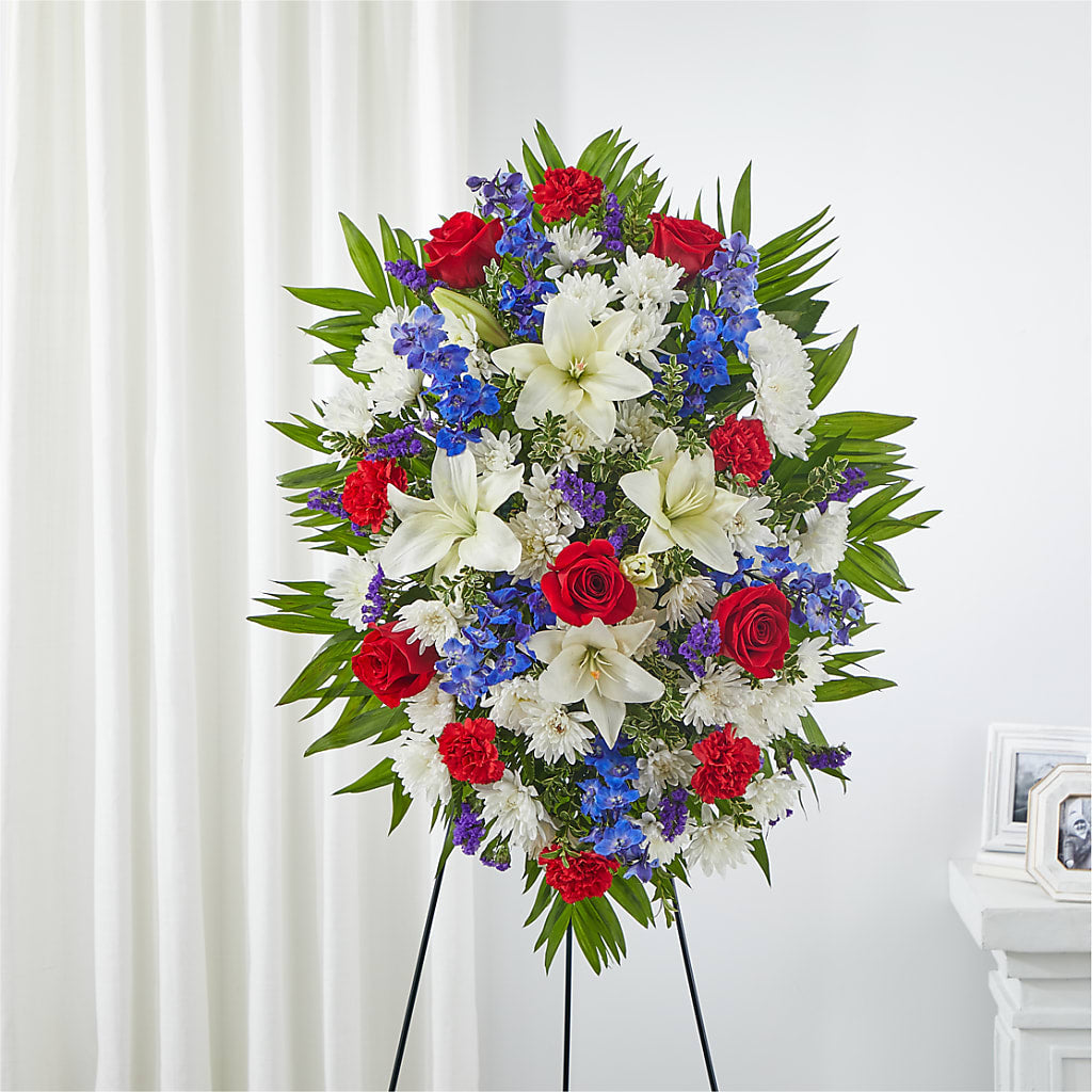 Cherished Service Standing Spray – FLORAL CREATIONS & GIFTS, Weslaco TX