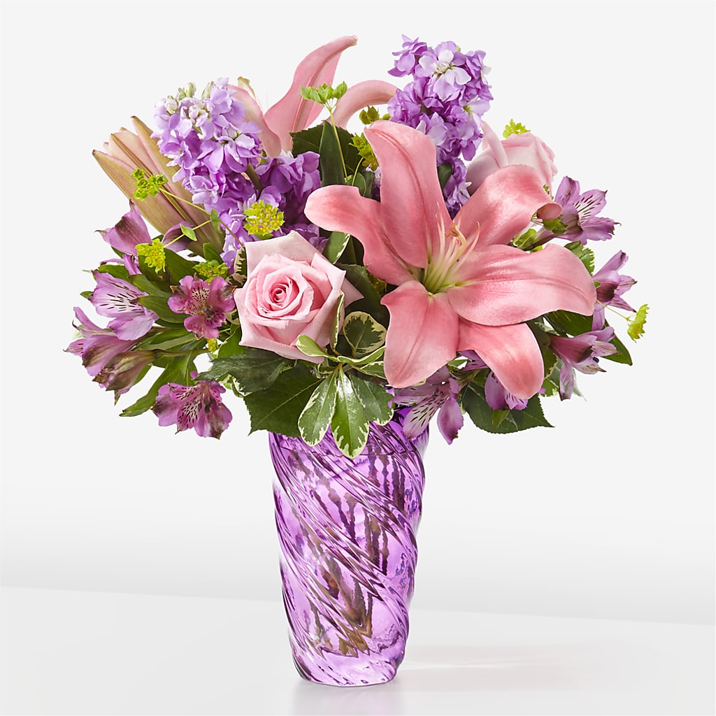 Precious Petals Bouquet with Luxe Swirl Vase – FLORAL CREATIONS & GIFTS, Weslaco TX