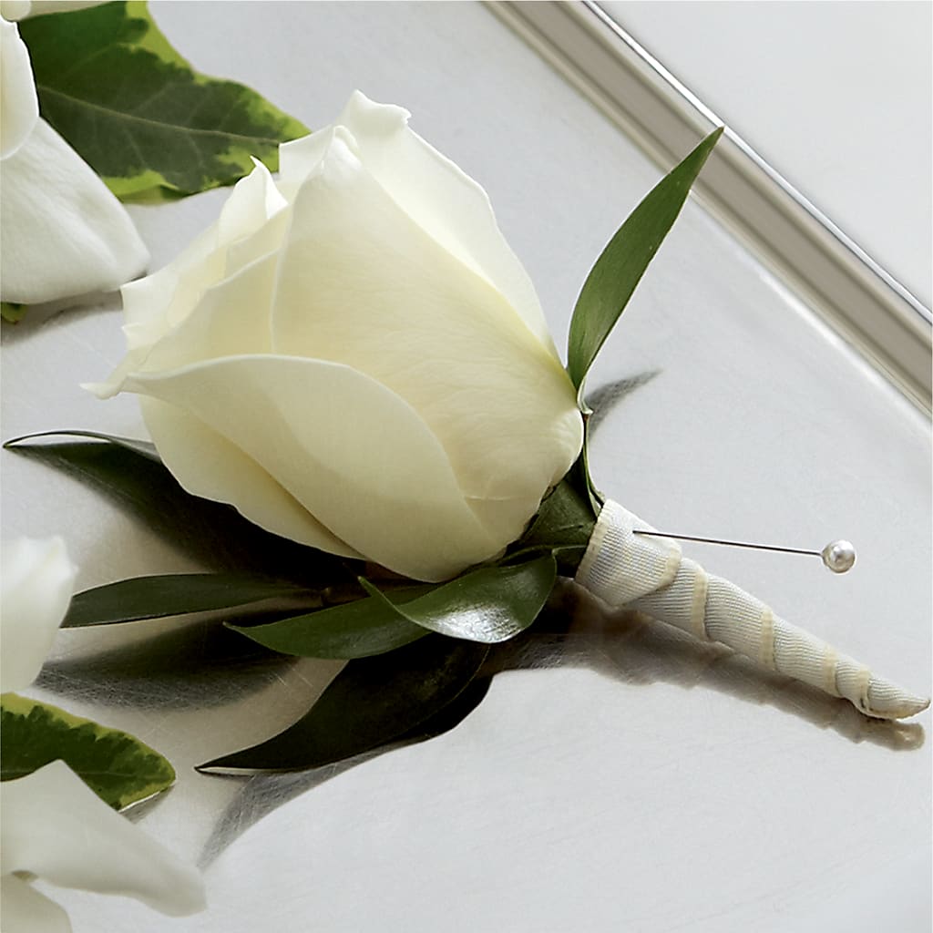 White Rose Boutonniere – FLORAL CREATIONS & GIFTS, Weslaco TX
