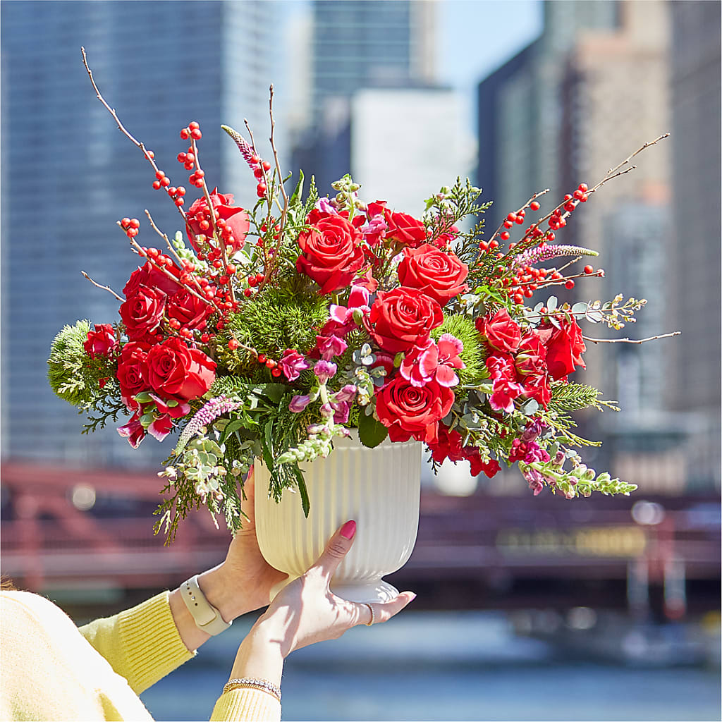 Big Red Bow Bouquet – FLORAL CREATIONS & GIFTS, Weslaco TX