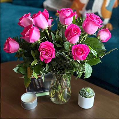 Long Stem Pink Rose Bouquet – FLORAL CREATIONS & GIFTS, Weslaco TX