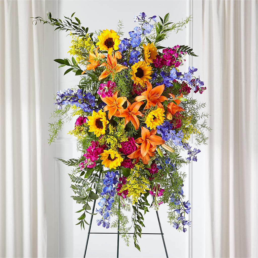 Sunlit Memories Standing Spray (Standard) – FLORAL CREATIONS & GIFTS, Weslaco TX