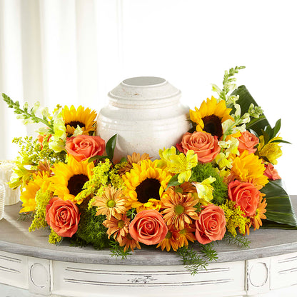 Faithful Sunflower Cremation Adornment – FLORAL CREATIONS & GIFTS, Weslaco TX