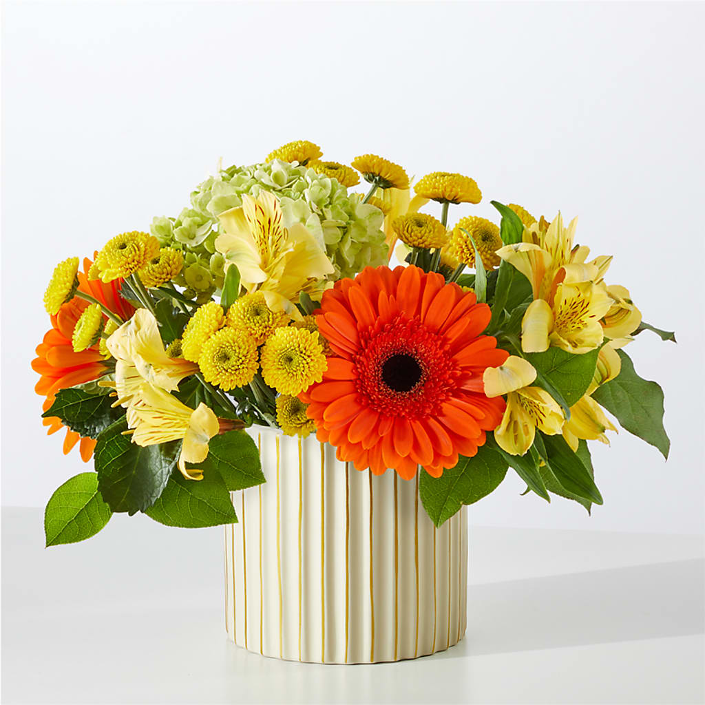 Autumn Sunshine Bouquet with Ivory Vase – FLORAL CREATIONS & GIFTS, Weslaco TX