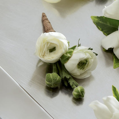 White Ranunculus Boutonniere – FLORAL CREATIONS & GIFTS, Weslaco TX