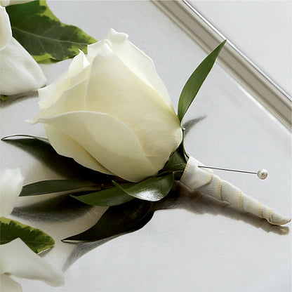White Rose Boutonniere – FLORAL CREATIONS & GIFTS, Weslaco TX